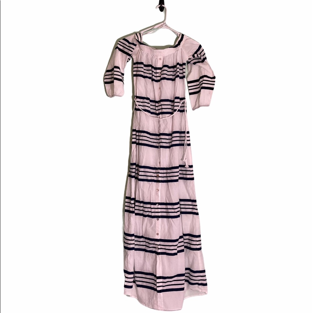 Faithfull the Brand Off Shoulder Stripe Maxi Dress